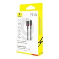 Baseus - Кабел за данни Dura Series (P10377801U01-03) - USB към Lightning, бързо зареждане, 2.4A, 480Mbps, найлон, 2 м - червен / черен