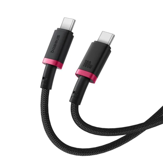 Baseus - Кабел за данни Dura Series (P10377803U01-01) - за MacBook, Type-C, Бързо зареждане, PD 100W, 480Mbps, 1m - Червен / Черен