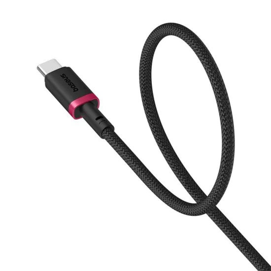 Baseus - Кабел за данни Dura Series (P10377802U01-03) - USB към Type-C, Бързо зареждане, 60W, 480Mbps, Найлон, 2 м - Червен / Черен