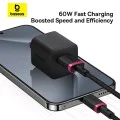 Baseus - Кабел за данни Dura Series (P10377802U01-03) - USB към Type-C, Бързо зареждане, 60W, 480Mbps, Найлон, 2 м - Червен / Черен