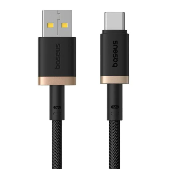 Baseus - Кабел за данни Dura Series (P10377802U01-02) - USB към Type-C, Бързо зареждане, 60W, 480Mbps, Найлон, 2 м - Златист / Черен