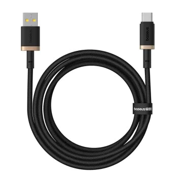 Baseus - Кабел за данни Dura Series (P10377802U01-02) - USB към Type-C, Бързо зареждане, 60W, 480Mbps, Найлон, 2 м - Златист / Черен