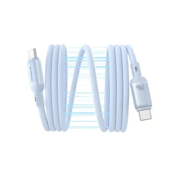 Baseus - Кабел за данни PicoGo (P10376800311-00) - Магнитен, Type-C към Type-C, 240W, Бързо зареждане, 480Mbps, Силиконов, 1 м - Син