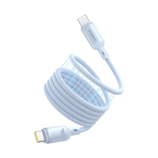 Baseus - Кабел за данни PicoGo (P10376800311-00) - Магнитен, Type-C към Type-C, 240W, Бързо зареждане, 480Mbps, Силиконов, 1 м - Син