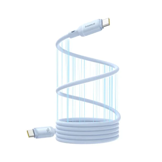 Baseus - Кабел за данни PicoGo (P10376800311-00) - Магнитен, Type-C към Type-C, 240W, Бързо зареждане, 480Mbps, Силиконов, 1 м - Син