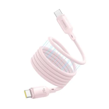 Baseus - Кабел за данни PicoGo (P10376800411-00) - Магнитен, Type-C към Type-C, 240W, Бързо зареждане, 480Mbps, Силиконов, 1 м - Розов
