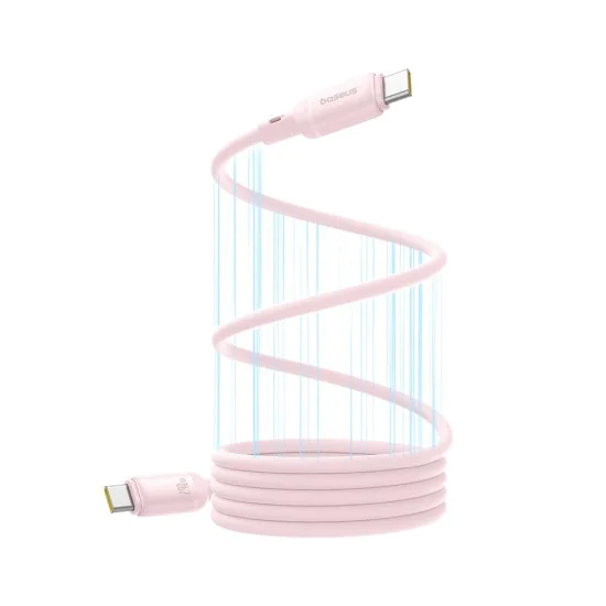 Baseus - Кабел за данни PicoGo (P10376800411-00) - Магнитен, Type-C към Type-C, 240W, Бързо зареждане, 480Mbps, Силиконов, 1 м - Розов