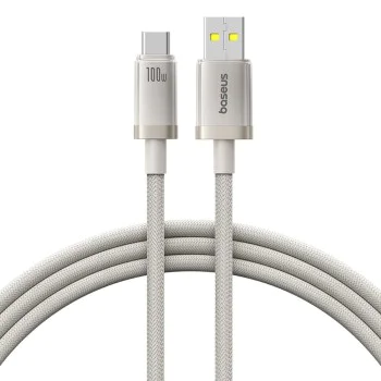 Baseus - Кабел за данни Титан (P10378102G21-02) - USB към Type-C 100W, Бързо зареждане, 480Mbps, Найлон, 2 м - Сребърен