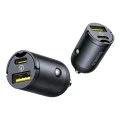 Baseus - Зарядно за кола Tiny Star Mini (C00035001121-02) - USB, Type-C, 30W, с вградена дръжка, 12V до 24V - Черно