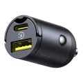 Baseus - Зарядно за кола Tiny Star Mini (C00035001121-02) - USB, Type-C, 30W, с вградена дръжка, 12V до 24V - Черно