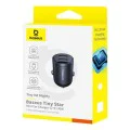 Baseus - Зарядно за кола Tiny Star Mini (C00035001121-03) - 2x Type-C, 30W, с вградена дръжка, 12V до 24V - Черно
