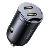 Baseus - Зарядно за кола Tiny Star Mini (C00035001121-03) - 2x Type-C, 30W, с вградена дръжка, 12V до 24V - Черно