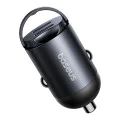 Baseus - Зарядно за кола Tiny Star Mini (C00035001121-03) - 2x Type-C, 30W, с вградена дръжка, 12V до 24V - Черно