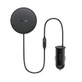 Безжична стойка за вентилация (C40141000111-00) - Baseus - 15W, с 25W зарядно за запалка, USB, светлинен ринг - Черно