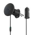Безжична стойка за вентилация (C40141000111-00) - Baseus - 15W, с 25W зарядно за запалка, USB, светлинен ринг - Черно