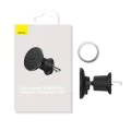 Безжична стойка за вентилация (C40141000111-00) - Baseus - 15W, с 25W зарядно за запалка, USB, светлинен ринг - Черно