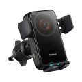 Baseus - Безжичен държач за вентилационен отвор за кола Wisdom Pro (C40381501123-00) - 15W, 360°, Автоматично подравняване на бобината, LED светлина, 7.2 инча - Черен