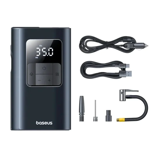 Baseus - Компресор за кола PrimeTrip VA1 (C11169001121-00) - Жичен и безжичен, с фенерче, 6000mAh, Външна батерия, 75W - Черен