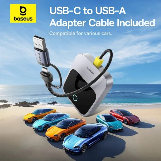 Адаптер CarPlay – Baseus Safe Journey C10745100813-00 – USB-C към USB кабел, Bluetooth 5.0, гласови команди – Сив