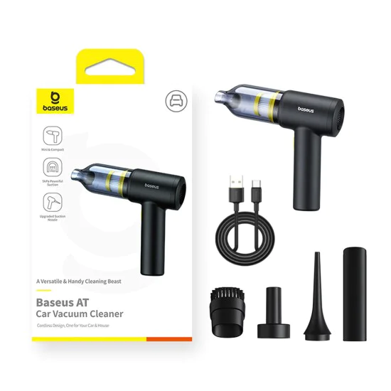 Прахосмукачка за кола – Baseus AT C30476600121-00 – безжична, 5000Pa, 45W, 4000mAh, LED, T-shape, 54000RPM – Черен
