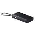 Baseus - Power Bank Bipow 2 (P10077101113-01) - с вграден USB-C кабел, Type-C, USB, Smart Display, 20000mAh, 20W - Черен