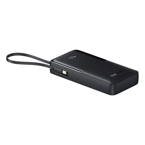 Baseus - Power Bank Bipow 2 (P10077101113-01) - с вграден USB-C кабел, Type-C, USB, Smart Display, 20000mAh, 20W - Черен