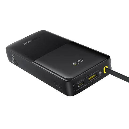 Baseus - Power Bank Bipow 2 (P10077101113-01) - с вграден USB-C кабел, Type-C, USB, Smart Display, 20000mAh, 20W - Черен