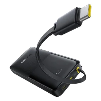 Baseus - Power Bank Bipow 2 (P10077101113-01) - с вграден USB-C кабел, Type-C, USB, Smart Display, 20000mAh, 20W - Черен