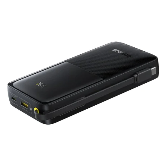 Baseus - Power Bank Bipow 2 (P10077101113-01) - с вграден USB-C кабел, Type-C, USB, Smart Display, 20000mAh, 20W - Черен