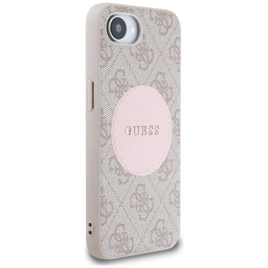 Калъф за iPhone 16e - Guess - 4G Circle Classic Logo MagSafe (GUHMPSE4P4PGRSGP) - Розов