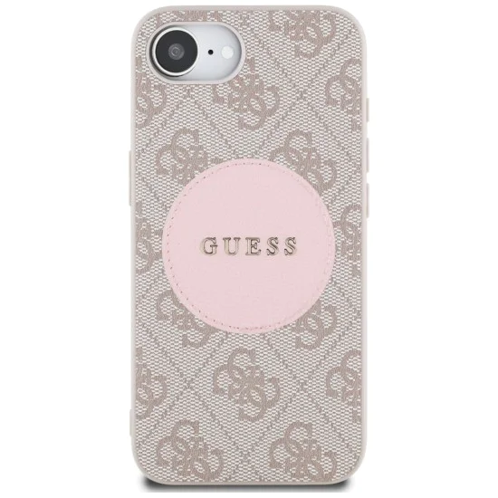 Калъф за iPhone 16e - Guess - 4G Circle Classic Logo MagSafe (GUHMPSE4P4PGRSGP) - Розов