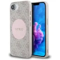 Калъф за iPhone 16e - Guess - 4G Circle Classic Logo MagSafe (GUHMPSE4P4PGRSGP) - Розов