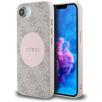 Калъф за iPhone 16e - Guess - 4G Circle Classic Logo MagSafe (GUHMPSE4P4PGRSGP) - Розов