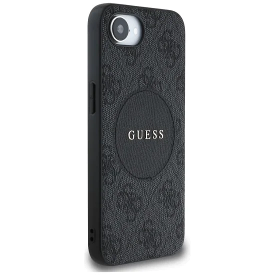 Калъф за iPhone 16e - Guess - 4G Circle Classic Logo MagSafe (GUHMPSE4P4PGRSGK) - Черен