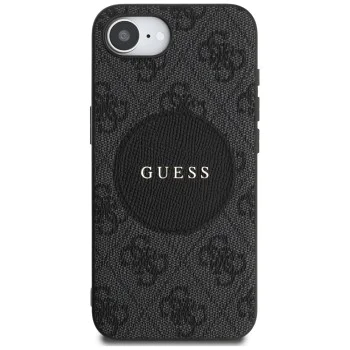 Калъф за iPhone 16e - Guess - 4G Circle Classic Logo MagSafe (GUHMPSE4P4PGRSGK) - Черен