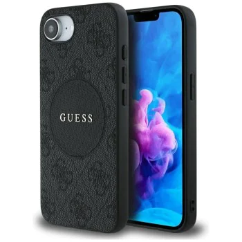 Калъф за iPhone 16e - Guess - 4G Circle Classic Logo MagSafe (GUHMPSE4P4PGRSGK) - Черен