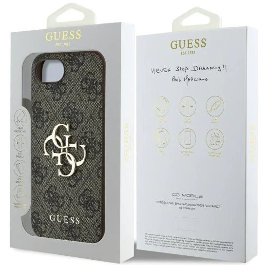 Калъф за iPhone 16e - Guess - Hardcase 4G Big Logo (GUHCPSE44GMGBR) - Кафяв
