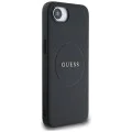 Калъф за iPhone 16e - Guess - Grained Gold Ring MagSafe (GUHMPSE4PGHSMMK) - Черен