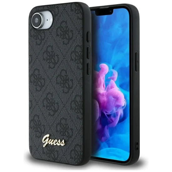Калъф за iPhone 16e - Guess - Hardcase 4G Script Logo (GUHMPSE4HG4SHK) - Черен