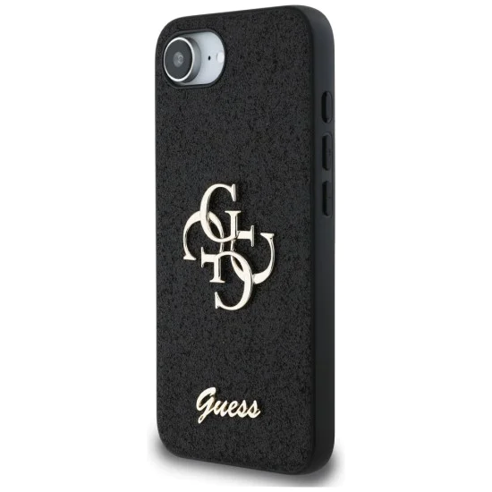 Калъф за iPhone 16e - Guess - Glitter Fixed Big 4G (GUHCPSE4HG4SGK) - Черен