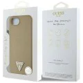 Калъф за iPhone 16e - Guess - Grained PU Triangle Logo MagSafe (GUHMPSE4PGTSPSW) - Кафяв