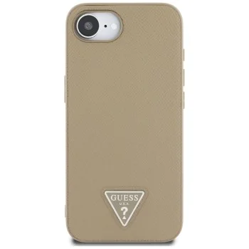 Калъф за iPhone 16e - Guess - Grained PU Triangle Logo MagSafe (GUHMPSE4PGTSPSW) - Кафяв