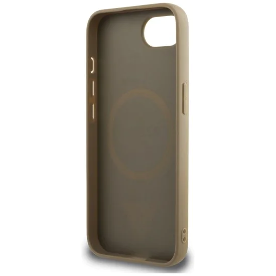 Калъф за iPhone 16e - Guess - Grained PU Triangle Logo MagSafe (GUHMPSE4PGTSPSW) - Кафяв
