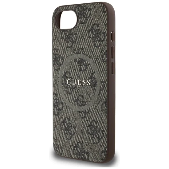 Калъф за iPhone 16e - Guess - 4G Ring Classic Logo MagSafe (GUHMPSE4G4GFRW) - Кафяв