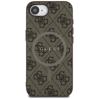 Калъф за iPhone 16e - Guess - 4G Ring Classic Logo MagSafe (GUHMPSE4G4GFRW) - Кафяв