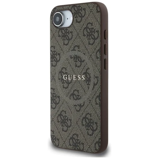 Калъф за iPhone 16e - Guess - 4G Ring Classic Logo MagSafe (GUHMPSE4G4GFRW) - Кафяв