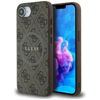 Калъф за iPhone 16e - Guess - 4G Ring Classic Logo MagSafe (GUHMPSE4G4GFRW) - Кафяв
