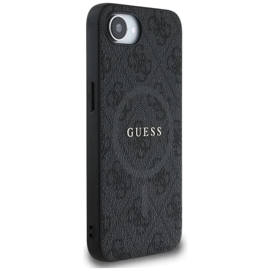 Калъф за iPhone 16e - Guess - 4G Ring Classic Logo MagSafe (GUHMPSE4G4GFRK) - Черен