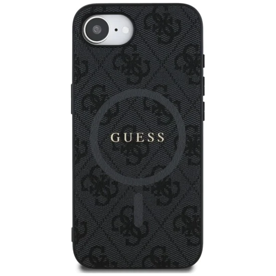 Калъф за iPhone 16e - Guess - 4G Ring Classic Logo MagSafe (GUHMPSE4G4GFRK) - Черен