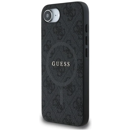 Калъф за iPhone 16e - Guess - 4G Ring Classic Logo MagSafe (GUHMPSE4G4GFRK) - Черен